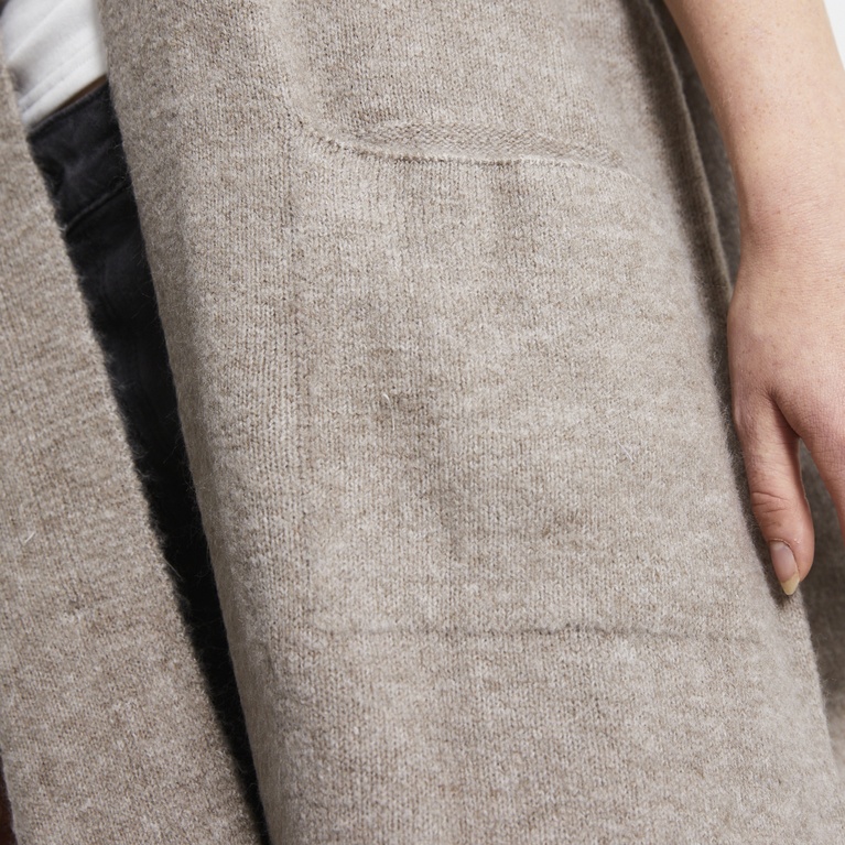 Basic knit long cardigan "Carrie" Beige Melange